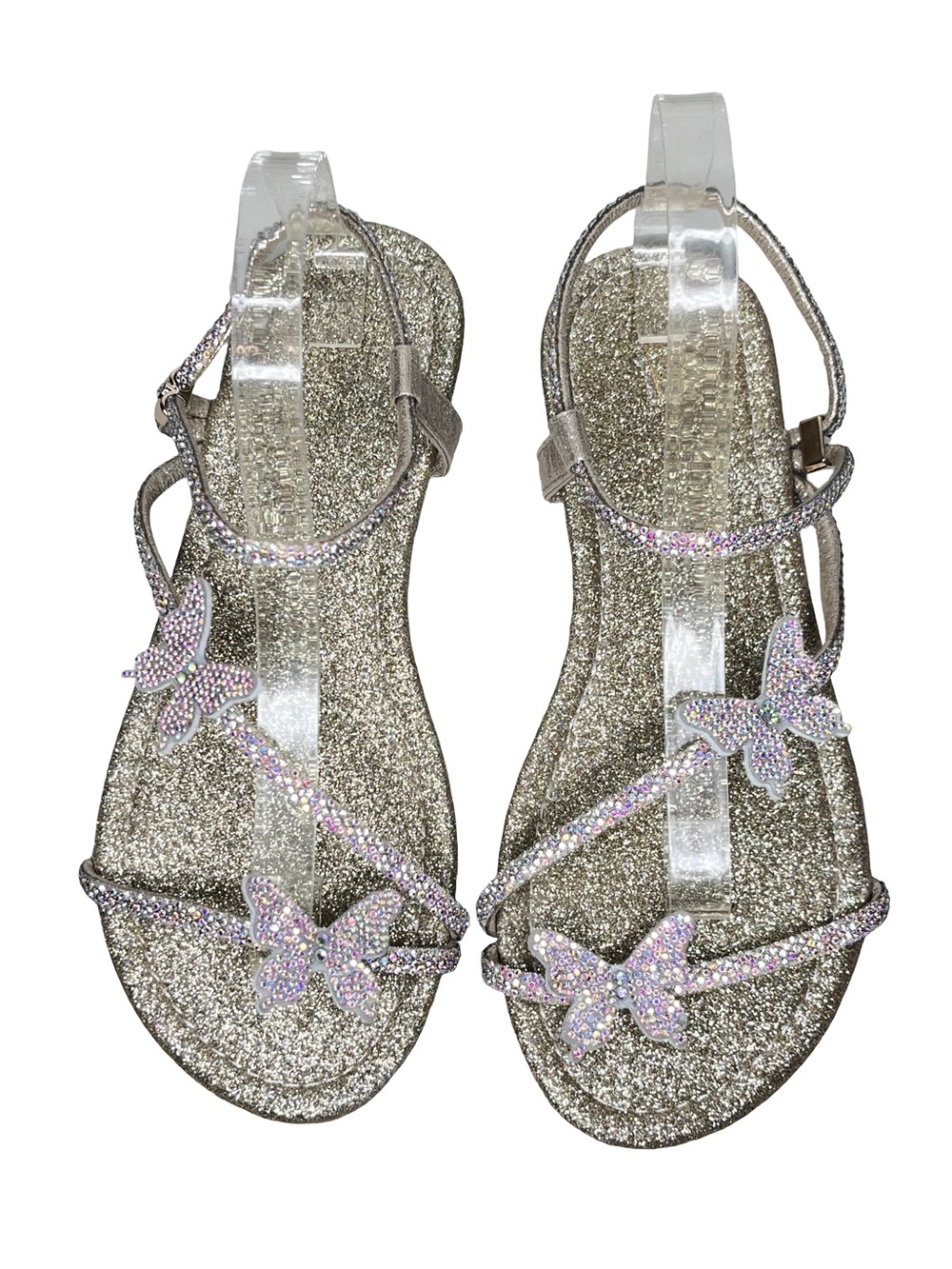Fairycore Y2K McBling Glitter Sparkly Butterfly Strappy Sandals Sz 41